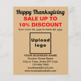 Prospectus 11,4 Cm X 14,2 Cm Vente d'action de grâces d'affaires sur un prospec