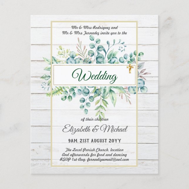 Prospectus 11,4 Cm X 14,2 Cm Vert CATHOLIQUE Mariage Budget chrétien Moderne (Devant)