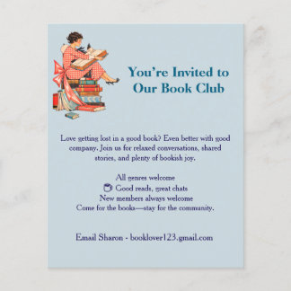 Prospectus 11,4 Cm X 14,2 Cm Vintage Book Lover Reading Illustration