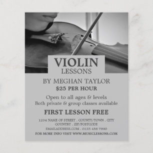 Prospectus 11,4 Cm X 14,2 Cm Violinist, Violin Lessons Advertising