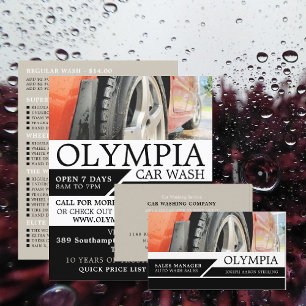 Prospectus 11,4 Cm X 14,2 Cm Voiture rouge, Lavage automatique, Services de net