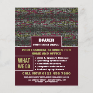 Prospectus 11,4 Cm X 14,2 Cm Web Script, Spécialiste de la réparation informati