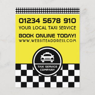 Prospectus 11,4 Cm X 14,2 Cm White Taxi Cab Circled Logo with Price List