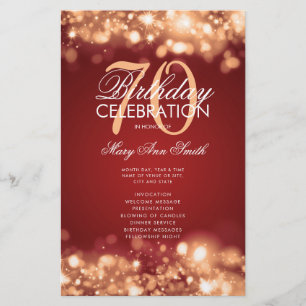 Prospectus 14 Cm X 21,6 Cm 70e anniversaire Programme Lumières Gold Red Menu