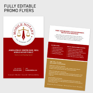 Prospectus 14 Cm X 21,6 Cm Agent notaire public mobile signature or rouge