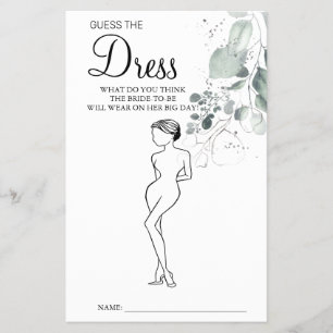Prospectus 14 Cm X 21,6 Cm Aquarelle Guess the Dress Bride carte de jeu de do
