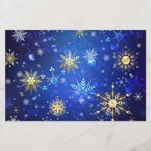 Prospectus 14 Cm X 21,6 Cm Arrière - plan Bleu XMAS avec des flocons de neige