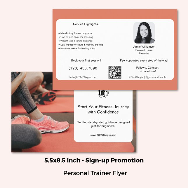Prospectus 14 Cm X 21,6 Cm Attirer les débutants à la condition physique - En (5.5x8.5 Inch, Attract Beginners to Fitness - Personal Trainer Flyer)