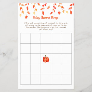 Prospectus 14 Cm X 21,6 Cm Automne Petit Baby shower Citrouille Jeu de Bingo
