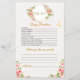Prospectus 14 Cm X 21,6 Cm Baby Predictions et conseil Carte, Baby shower Jeu