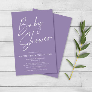 Prospectus 14 Cm X 21,6 Cm Baby shower de script purple de lavande budgétaire