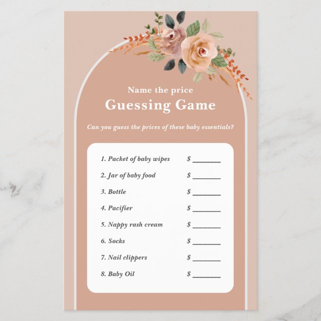 Prospectus 14 Cm X 21,6 Cm Baby shower feuille de jeu deviner prix, Hello Bab (Devant)