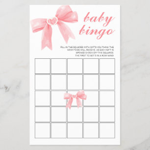 Prospectus 14 Cm X 21,6 Cm Baby shower floral Bow rose Bingo