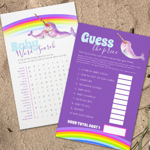 Prospectus 14 Cm X 21,6 Cm Baby shower narval mot recherche prix deviner jeu
