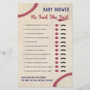 Prospectus 14 Cm X 21,6 Cm Baseball À Thème Baby shower Il A Dit Qu'Elle A Di