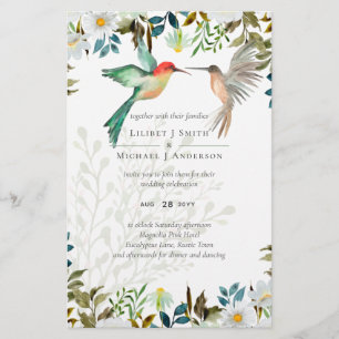 Prospectus 14 Cm X 21,6 Cm Beau HUMMINGBIRDS Couple Mariage