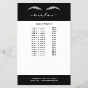 Prospectus 14 Cm X 21,6 Cm Black & white Lashes & Brows Pricing & Services