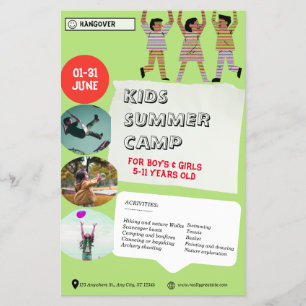 Prospectus 14 Cm X 21,6 Cm Blanc Vert Noir Jouer Pour Enfants Camp D'Été