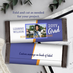 Prospectus 14 Cm X 21,6 Cm Bleu, Orange Graduation Custom Candy Bar Wrapper