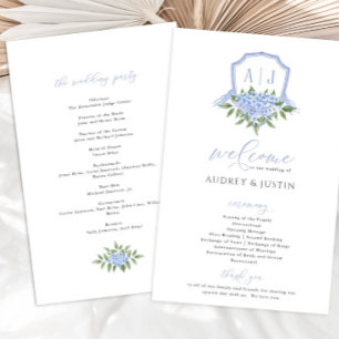 Prospectus 14 Cm X 21,6 Cm Blue Hydrangea Watercolor Programme de papier de c