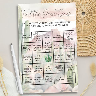 Prospectus 14 Cm X 21,6 Cm Boho Desert Cactus Baby shower Invité Bingo Jeu