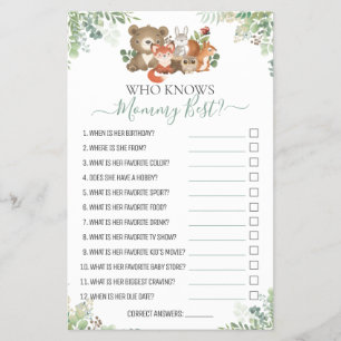 Prospectus 14 Cm X 21,6 Cm Bois animaux Douche Comment bien connaissez-vous l