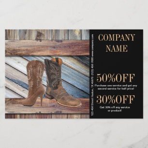 Prospectus 14 Cm X 21,6 Cm bottes de cowboy en bois de grange vintage mode we