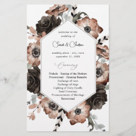 Prospectus 14 Cm X 21,6 Cm Budget Black &NaturalFloral Boho Wedding Programme