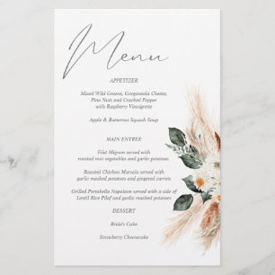 Prospectus 14 Cm X 21,6 Cm Budget Boho Cuivre & Beige Floral Menu Medium Siz
