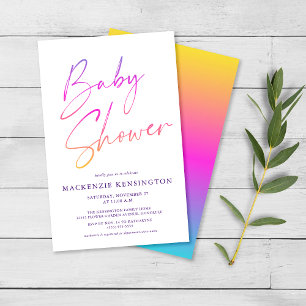 Prospectus 14 Cm X 21,6 Cm Budget FLYER Rainbow Simple Script Baby shower