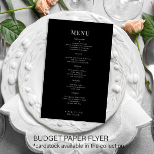 Prospectus 14 Cm X 21,6 Cm Budget moderne noir et blanc simple menu mariage