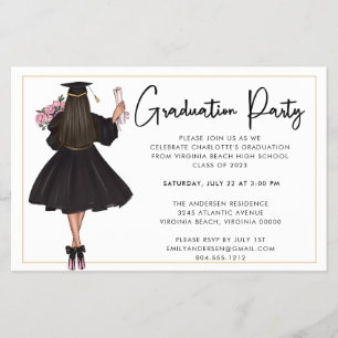 Prospectus 14 Cm X 21,6 Cm Budget Moderne Script Graduation Party Invitation