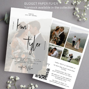 Prospectus 14 Cm X 21,6 Cm Budget moderne script photo QR faire-part de maria