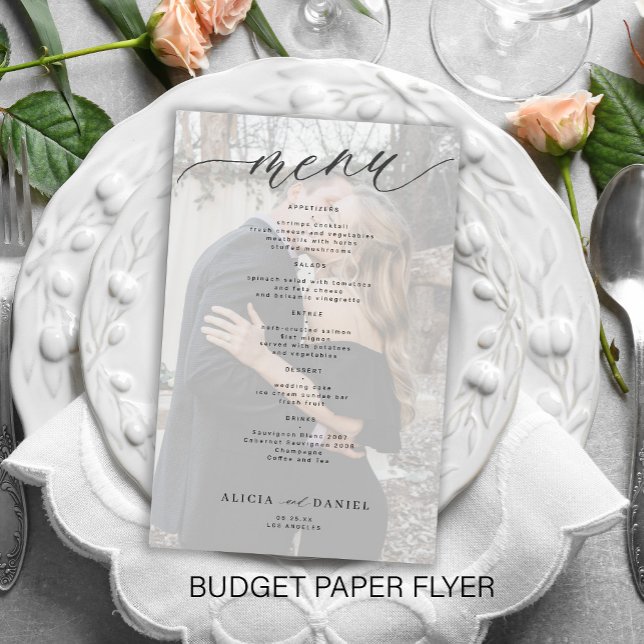 Prospectus 14 Cm X 21,6 Cm Budget romantique scénario photo menu de mariage (Créateur téléchargé)