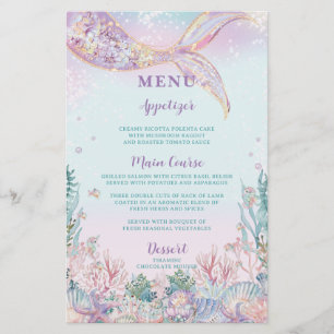 Prospectus 14 Cm X 21,6 Cm Budget Sirène Ethérée Sous La Feuille De Menu Mer