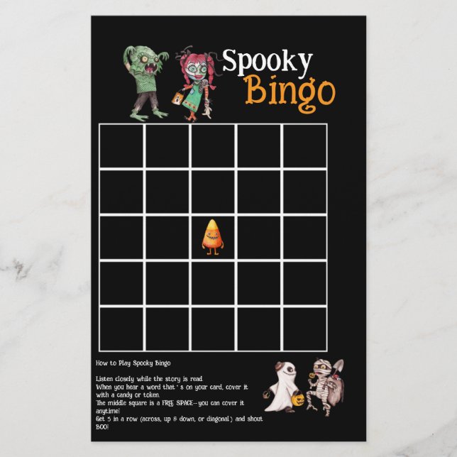 Prospectus 14 Cm X 21,6 Cm Carte de Bingo Éffrayante SpooktacularHalloween Ba (Devant)
