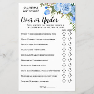 Prospectus 14 Cm X 21,6 Cm Carte de jeu bilingue Blue Over ou under baby show