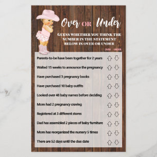 Prospectus 14 Cm X 21,6 Cm Carte de jeu de Baby shower de cowgirl rose