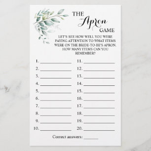 Prospectus 14 Cm X 21,6 Cm Carte de jeu Eucalyptus Apron Shower Greenery