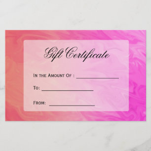 Prospectus 14 Cm X 21,6 Cm Certificat Cadeau Design Rose Orange