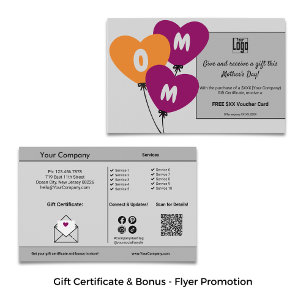 Prospectus 14 Cm X 21,6 Cm Certificat-cadeau et promotion de la fête des Mère