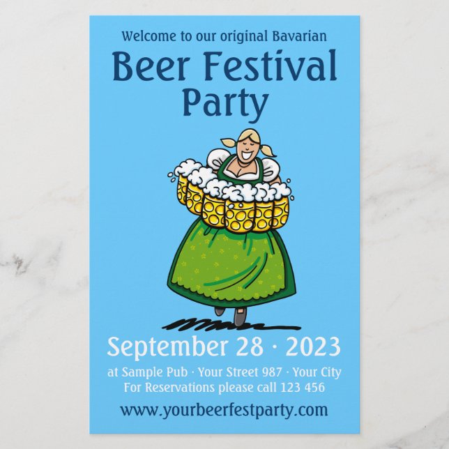 Prospectus 14 Cm X 21,6 Cm Circulaire BEER FESTIVAL Fête Dirndl Waitress Beer (Devant)