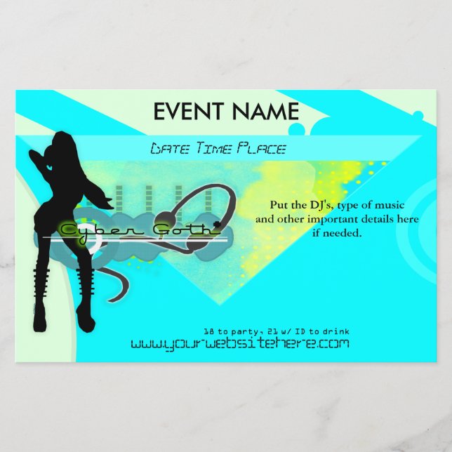 Prospectus 14 Cm X 21,6 Cm Circulaire Cyber Goth Party (Devant)