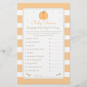 Prospectus 14 Cm X 21,6 Cm Citrouille d'automne devine le jeu de Baby shower 
