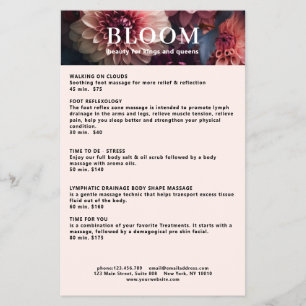 Prospectus 14 Cm X 21,6 Cm Code QR de la liste de prix du salon de fleurs mod