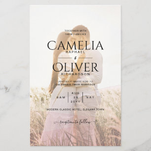 Prospectus 14 Cm X 21,6 Cm Code QR Mariage de superposition photo Ombre rose 