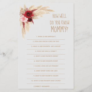 Prospectus 14 Cm X 21,6 Cm Comment Bien Connaissez-Vous Maman Baby shower Car