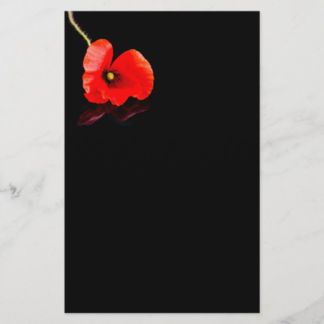 Prospectus 14 Cm X 21,6 Cm Coquelicot rouge unique sur fond noir (Devant)
