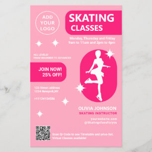 Prospectus 14 Cm X 21,6 Cm Cours de patinage rose