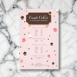 Prospectus 14 Cm X 21,6 Cm Cute Cupcakes Boulangerie Motif rose